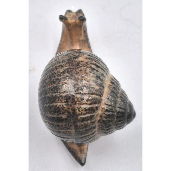 MCM Ceramic Snail Miniature Figurine Spiral Shell Japan 2.5" Brown Glaze - Picture 6 of 7